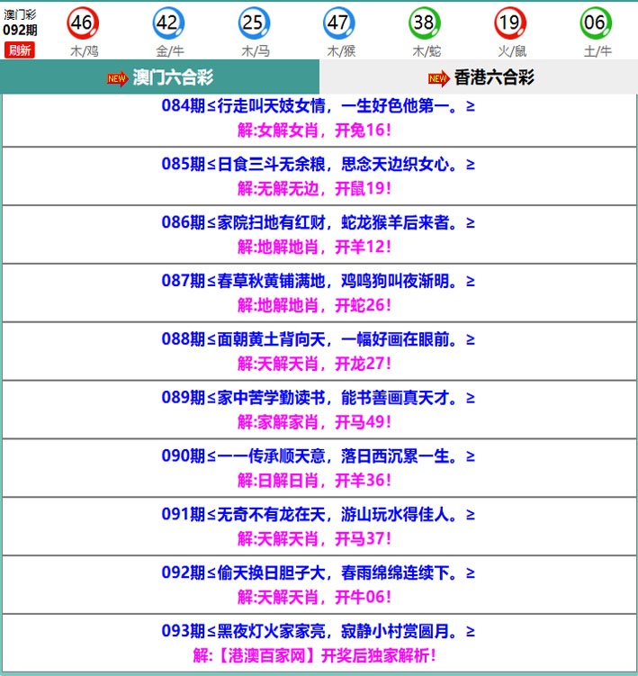 093期百家网玄机[图]
